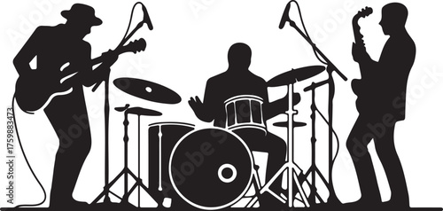 Dynamic music band performing silhouette background