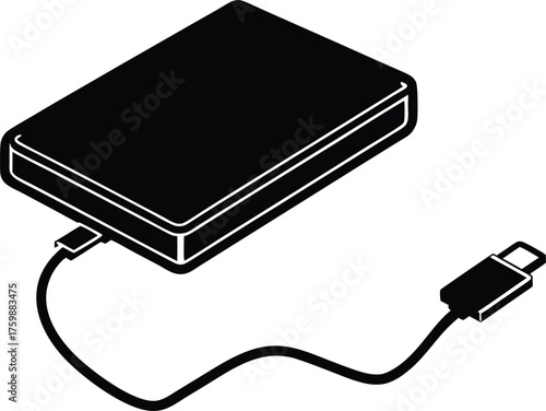 USB Storage Device Vector Illustration  External Hard Drive Symbol for Computer, Data Backup, and Digital Use