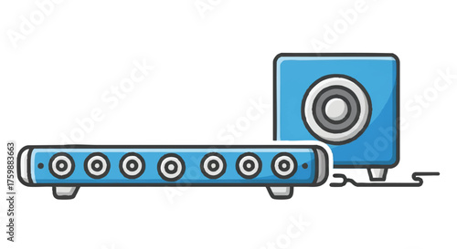 Soundbar with subwoofer outline icon vector