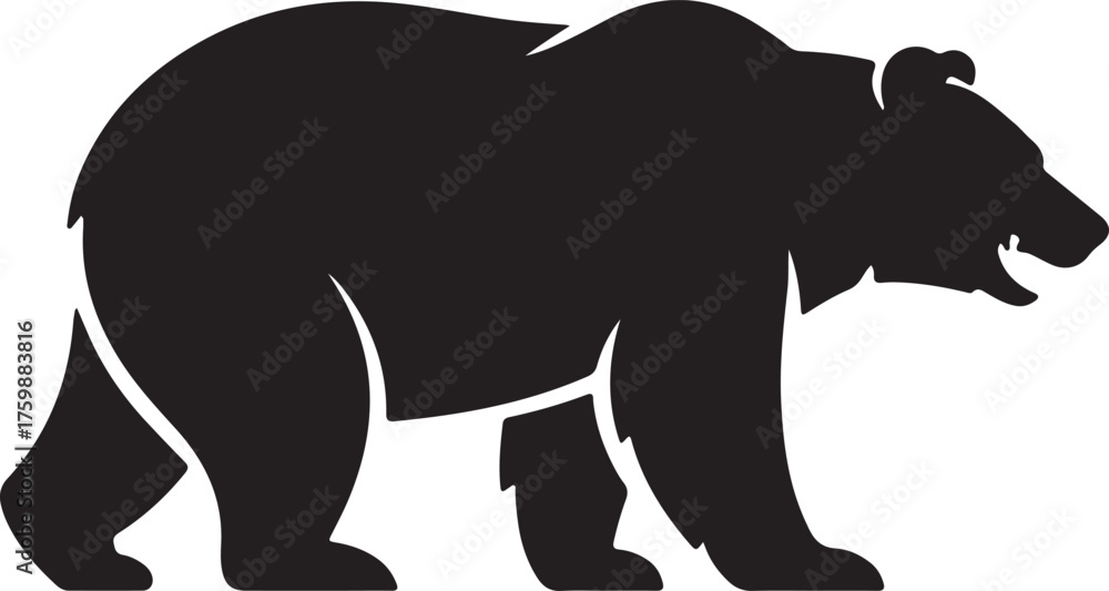 Fototapeta premium Black silhouette of a bear vector design