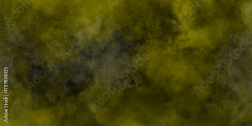 Yellow powder dust smoke on black background. grunge wall, highly detailed textured background.   Watercolor pastel background hand painted. aquarelle colorful stains on paper.