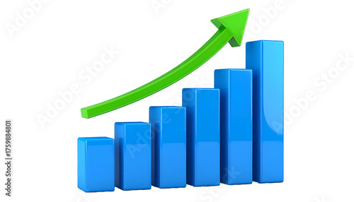 A blue bar graph showing upward growth, with a green arrow pointing up and to the right Free Download A blue bar graph showing upward growth, with a green arrow pointing up and to the right - GFXLoad