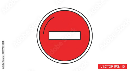No entry circle with bar outline icon vector