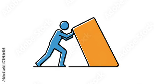 Person pushing object outline icon vector