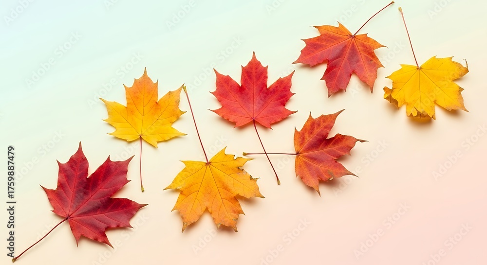 Fototapeta premium Autumn maple leaves flat lay