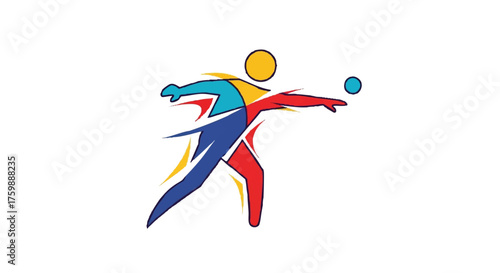 Person throwing ball outline icon vector