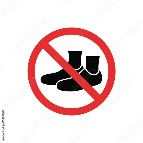 No socks allowed sign for footwear restrictions