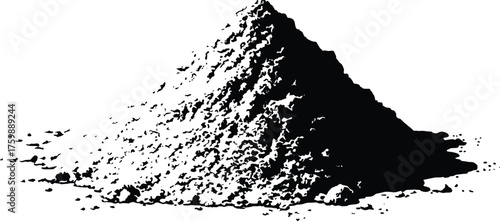 High-Resolution Vector Art of a Pile of Powder Detailed Silhouette Graphic for Technical Documents and Presentations. A High-Quality Black and White Vector Design Element for Diverse Projects