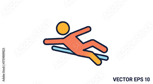 Person sliding outline icon vector