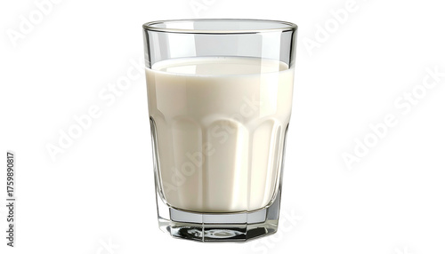 A clear glass filled with creamy, opaque liquid against a stark black background