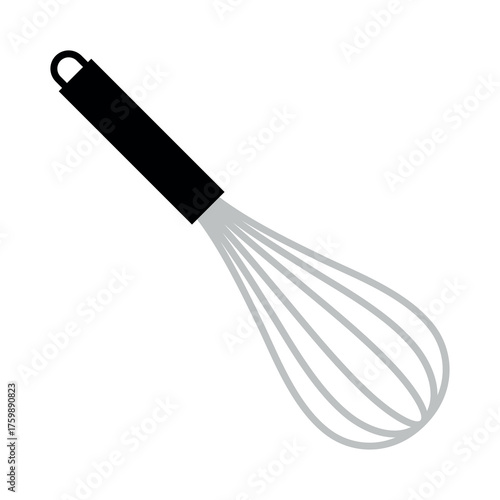 Whisk or whisk-beater icon. A hand-held tool for whipping cream or mousse, egg whites, or yolks. A kitchen or chef's tool. Used in making confectionery, milkshakes, or baked goods.