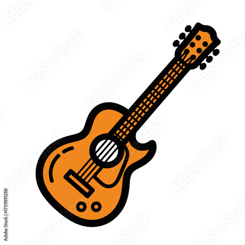 Isolated acoustic guitar illustration vector design for music instrument learning and education 100
