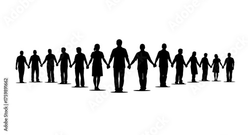 Silhouetted figures holding hands demonstrating unity, solidarity, and community connections