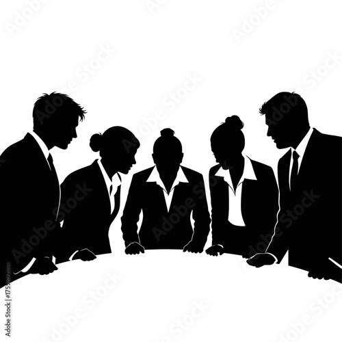 Team of Business Professionals Analyzing Data in a Strategic Meeting