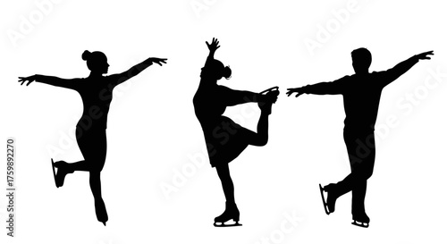 Ice Skating Silhouettes Dynamic Poses Showcasing Grace, Movement, and Artistic Expression