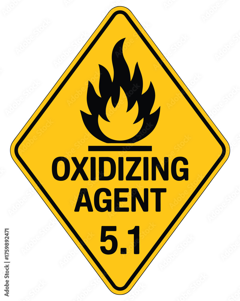 Obraz premium Hazard warning sign for oxidizing agent class 5 1
