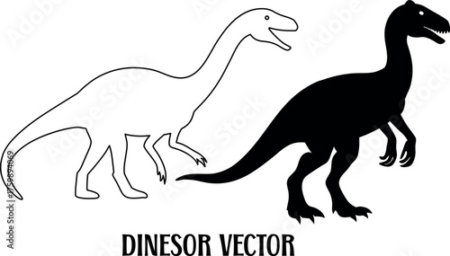 dinosaur black silhouette vector, dinosaur outline art, dinosaur line art