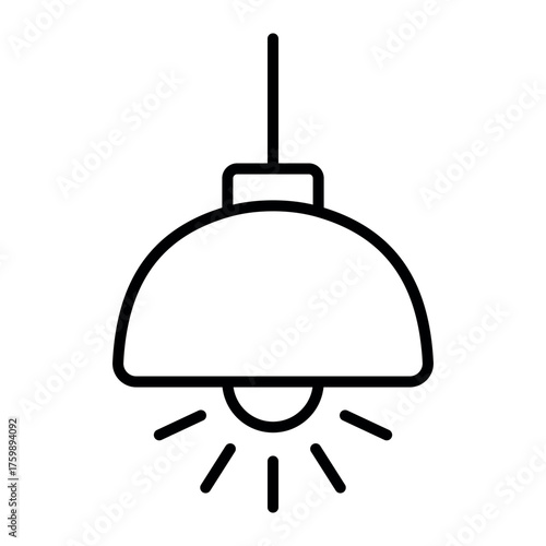 Hanging Lamp Icon Vector – Modern Ceiling Light Symbol