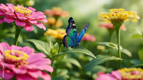 Butterfly on Zinnia: Vibrant Colors in a Summer Garden