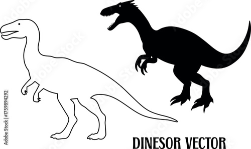 dinosaur black silhouette vector, dinosaur outline art, dinosaur line art