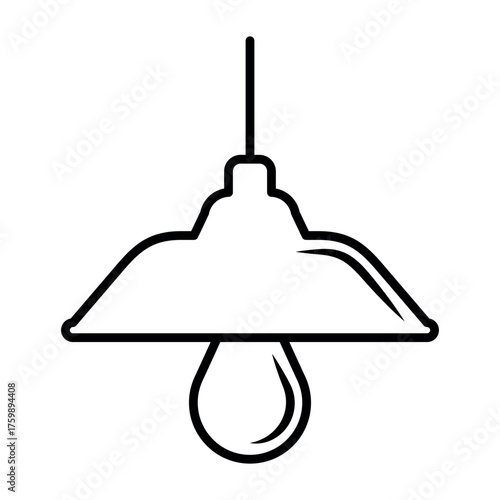 Hanging Lamp Icon Vector – Modern Ceiling Light Symbol