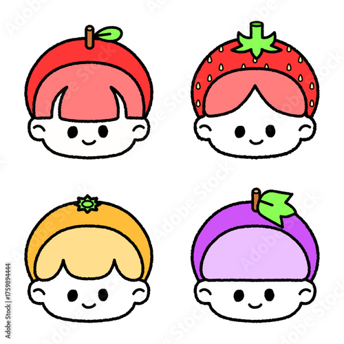 手描きのフルーツ帽子のイラスト
