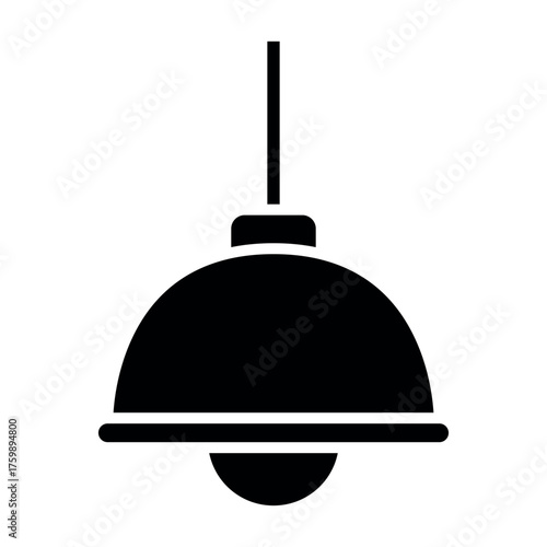 Hanging Lamp Icon Vector – Modern Ceiling Light Symbol