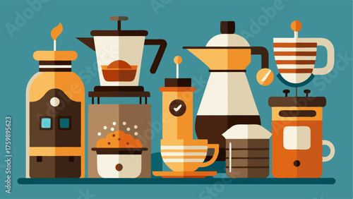 A display of various brewing ods from pour over to French press.