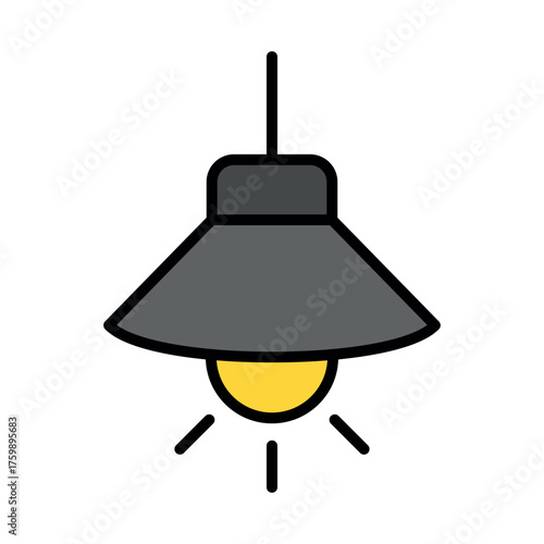 Hanging Lamp Icon Vector – Modern Ceiling Light Symbol