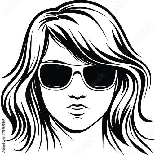 Silhouette of a stylish woman with sunglasses and flowing hair conveys mystery and coolness