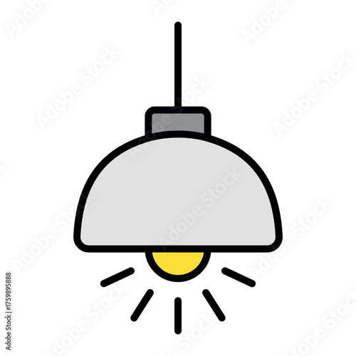 Hanging Lamp Icon Vector – Modern Ceiling Light Symbol