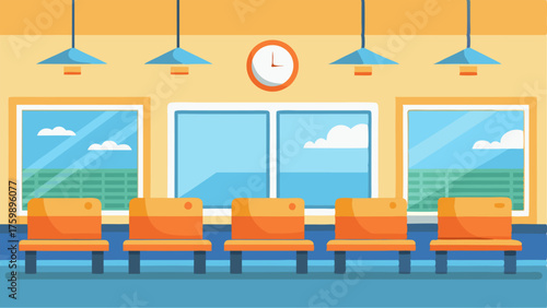 A clean and bright waiting area for customers to sit while they wait for their train or bus.