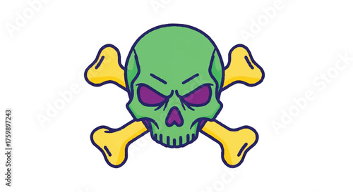 Toxic skull and crossbones outline icon vector