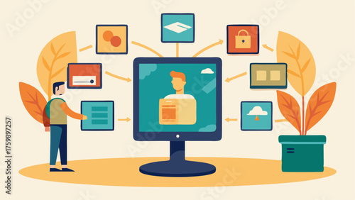 A digital art display featuring rotating exhibits of artwork created using library resources.