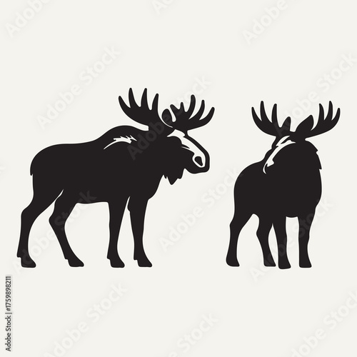 Single vector illustration of moose semi realistic art style