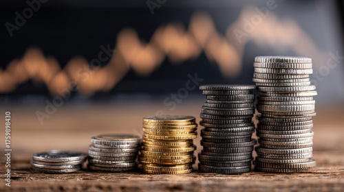Stacked Coins Investment Growth Concept Finance Savings Business Profit Wealth Money Management and Economic Success Background