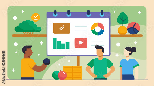 A bulletin board displaying upcoming fitness events and community activities.