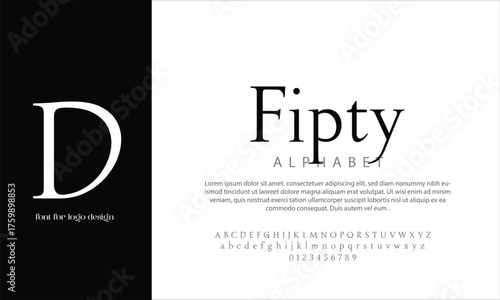 Fipty Serif vector alphabet font for logo design