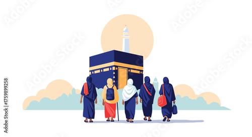 Pilgrims gather before the Kaaba the holiest shrine in Islam.