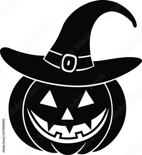 Halloween Pumpkin with Witch Hat Icon