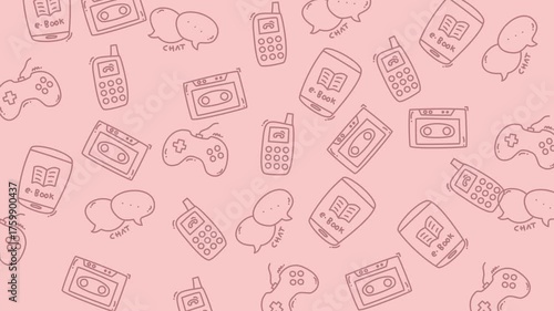 seamless pattern with technology doodle icons