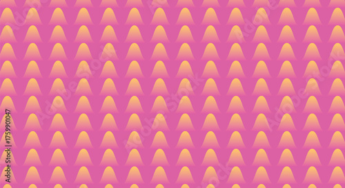 Repeating pattern of gradient cones in pink and yellow creates a modern design