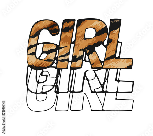 girl slogan on tiger stripe pattern background vector illustration