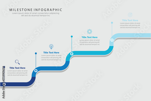 Modern business infographic for company milestones timeline template with flat icons. Easy to use for your website or presentation.