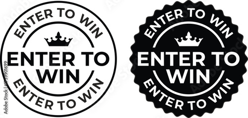 Enter to Win Badge with Crown | Promotional Contest Vector Graphics for Marketing Campaigns and Sweepstakes