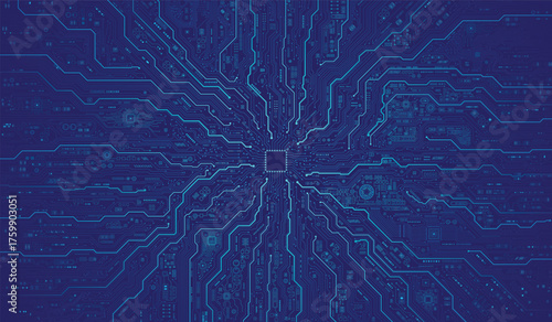 CPU Chip on Motherboard. Central Computer Processors CPU concept. Quantum computer large data processing database concept. Futuristic microchip processor. Digital chip.