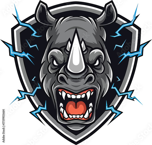 Angry Rhino Sports Logo Vector Illustration on Solid White Background