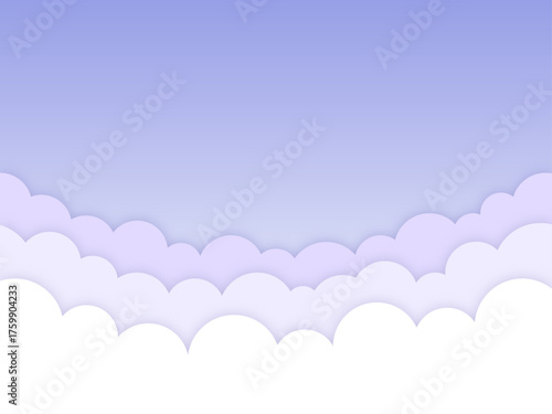 幻想的な立体的な３段の雲の空のイラスト