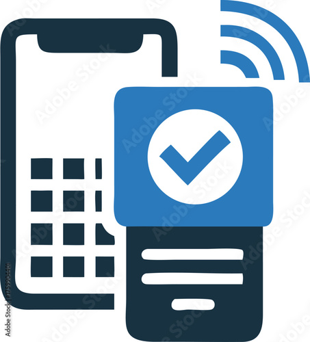 Smartphone interacts seamlessly with portable payment terminal via wifi signal, processing transactions quickly