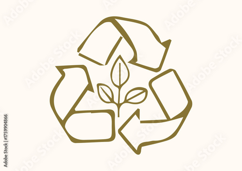Recycling Symbol with Plant Nature Organic Waste